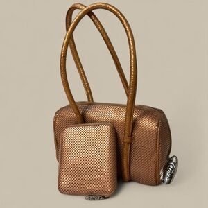 Whiting & Davis Orange Textured Shoulder Bag Set